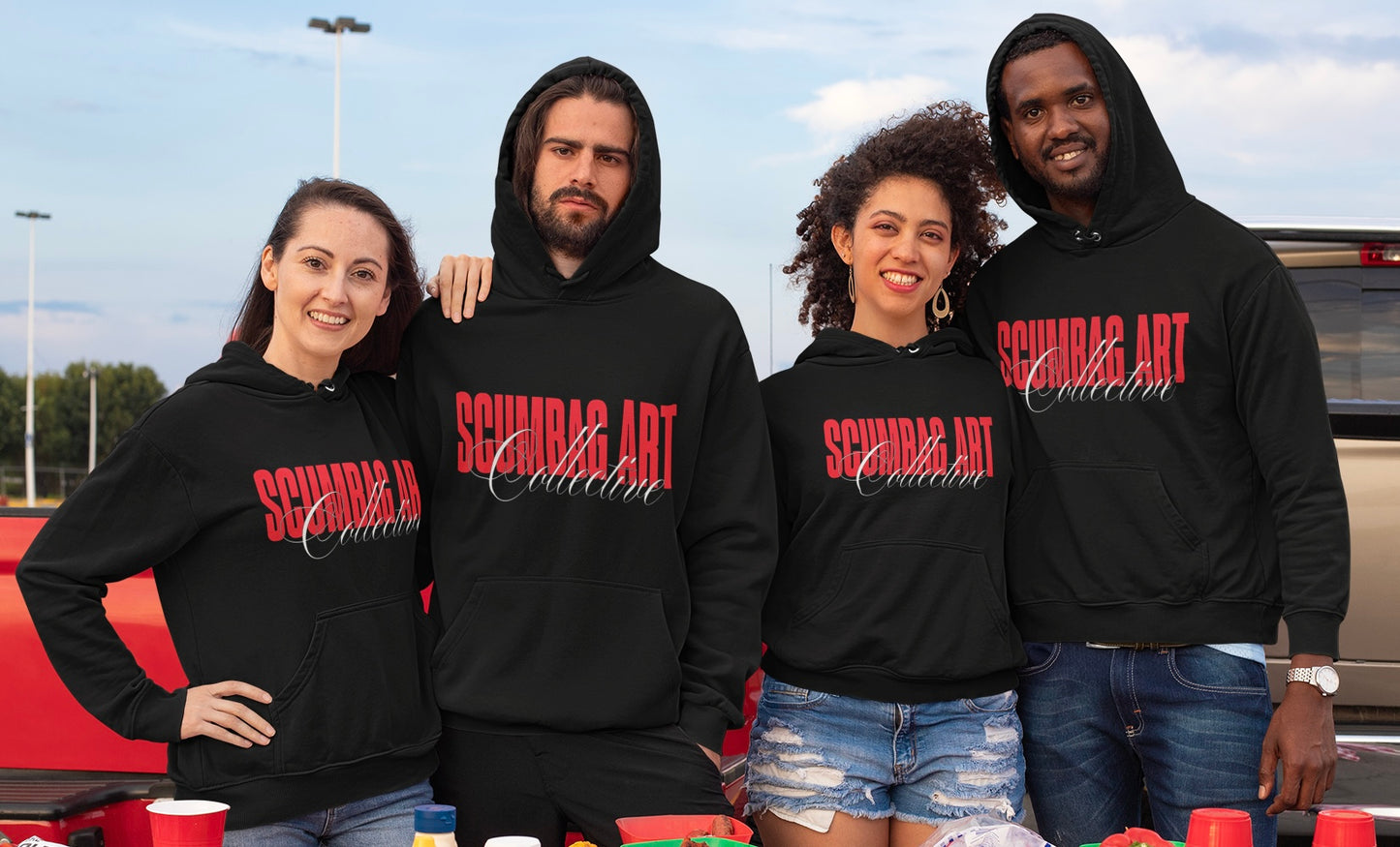Elegant Hoodie with Scumbag Art Collective Print for Cozy Style
